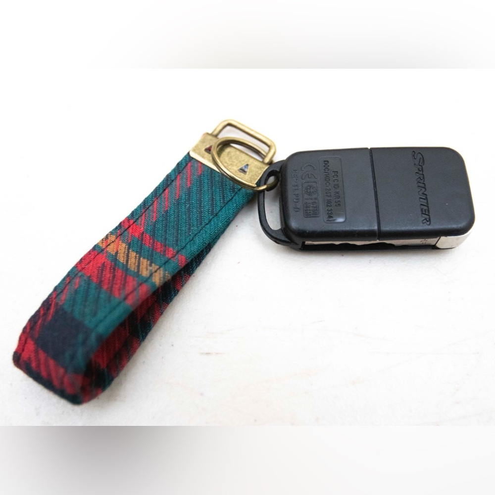 Tartan Keychain with Gold Hardware